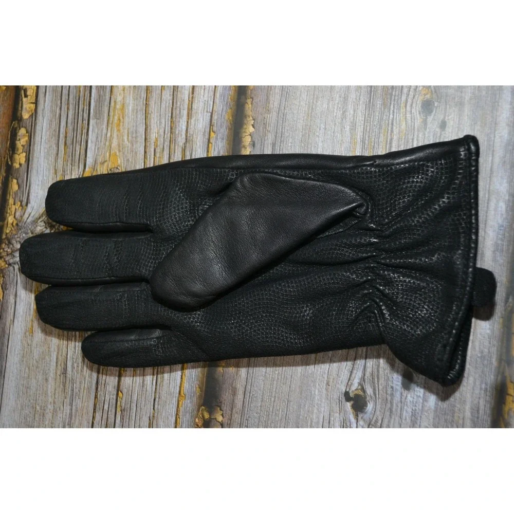 Cire Gloves Mens Large Black Faux Leather Textured Palm Lined Winter‎ Warm